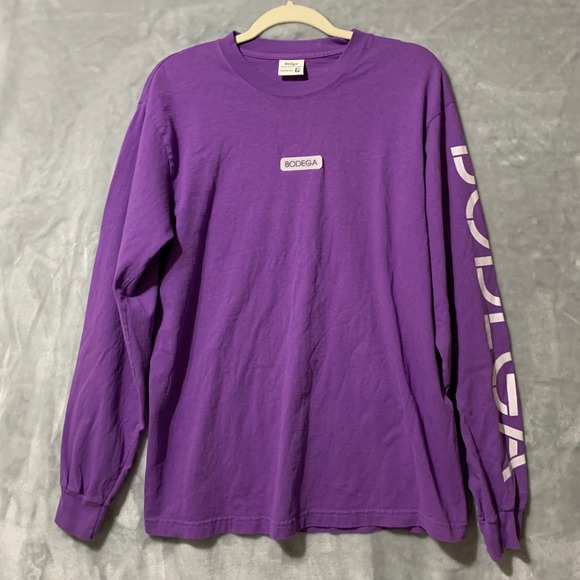 Bodega Purple Long Sleeve T-Shirt Mens Size M Streetwear Logo Graphic - Picture 1 of 11